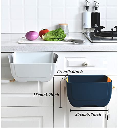 Hanging Folding Mini Trash Can for Kitchen Cabinet Door, Small Collapsible Garbage Bin Under Sink,Wall Mounted Folding Waste Bin- Mini Garbage Container for Cabinet/Bedroom/Bathroom (3L)(White)