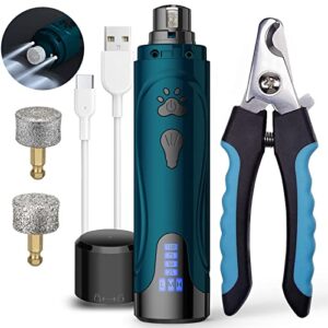 yabife dog nail grinder, dog nail trimmers and clippers kit, super quiet electric pet nail grinder, rechargeable, for small large dogs & cats toenail & claw grooming,3 speeds, 2 grinding wheels