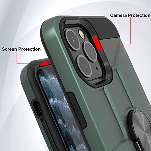 Compatible with iPhone X/XS Case with Ring Stand Tough Rugged Lightweight Slim Shockproof Anti-Fall TPU + PC Protective Phone Cover for iPhone X/XS Protective Case Support Magnetic Car Mount（Green）