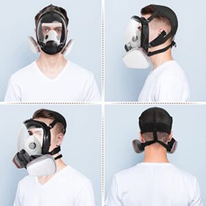 Reusable Full Face Respirаtor Mask - 19 in 1 Full Facepiece Gas Mask Organic Dust Chemical Respirator w/ Extra Filters for Paint Sprayer, Woodworking , Painting, Machine Polishing, Welding , Epoxy Resin and Other Work Protection