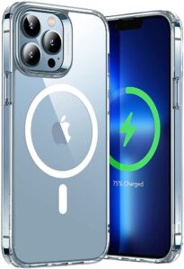 magnetic clear case for iphone 12 case [no.1 strong magnets] [high clear design, anti-yellowing, long-lasting clarity, eyes-catching] [ support wireless charging