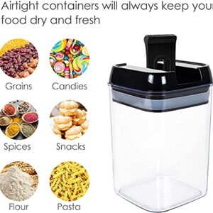 Airtight Food Container - 7 PC BPA Free Plastic Food Storage Containers with Easy Lock Lids - Stackable Sugar, Flour, Cereal & Beans Containers with Labels & Marker included (Lid Black)