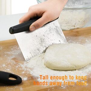 Elyum Bench Scraper 6 Inch Stainless Steel Dough Scraper with Contoured Grip Dough Cutter with Measuring Markings Multipurpose Food Scraper for Pastry Dough Pizza Cake Bread