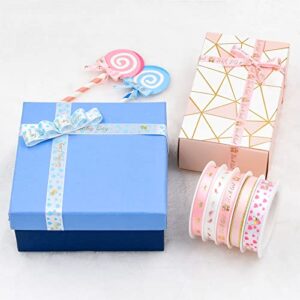 LaRibbons 5 Rolls Baby Girl Light Pink Craft Ribbon, 5 Yards/Roll, Total 25 Yards - Perfect for Baby Shower, Birthday, Gift Wrapping, Party Decoration