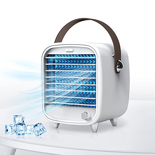 SmartDevil Personal Air Cooler, USB Portable Air Conditioner Fan with Night Light, 90° Oscillation, Built-in Ice Tray, Desk Cooling Fan for Home, Office