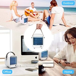 SmartDevil Personal Air Cooler, USB Portable Air Conditioner Fan with Night Light, 90° Oscillation, Built-in Ice Tray, Desk Cooling Fan for Home, Office
