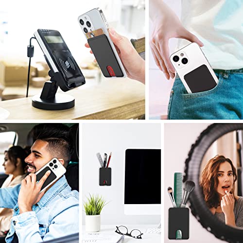 SHANSHUI Phone Card Holder, Silicone Ultra Slim Phone Wallet Stick on Credit Card Holder for Cell Phone Compatible for iPhone, Android & Most Smartphones - Black