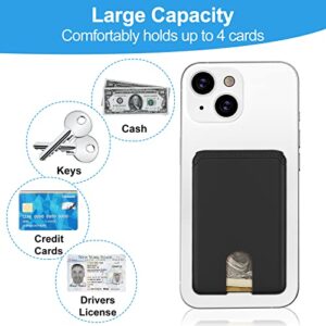 SHANSHUI Phone Card Holder, Silicone Ultra Slim Phone Wallet Stick on Credit Card Holder for Cell Phone Compatible for iPhone, Android & Most Smartphones - Black