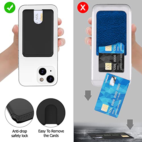 SHANSHUI Phone Card Holder, Silicone Ultra Slim Phone Wallet Stick on Credit Card Holder for Cell Phone Compatible for iPhone, Android & Most Smartphones - Black