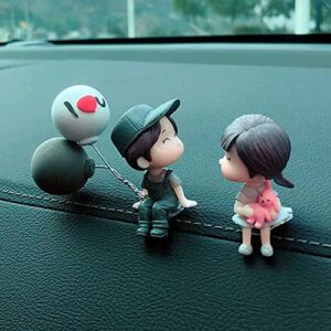 maxolo cute car lovely couple car accessories boy girl couples action figure figurines balloon ornament car decoration auto interior dashboard accessories for girls gifts (green)
