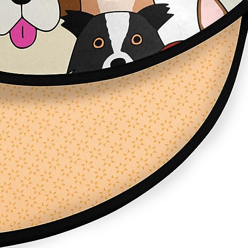 ALAZA Cute Doodle Dog Print Animal Round Area Rug,Non Slip Absorbent Comfort Round Rug,Washable Floor Carpet Yoga Mat for Entryway Living Room Bedroom Sofa Home Decor