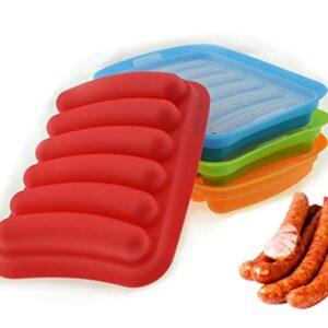 YYYFEI Hot Dog Silicone Mold,6 Cavity Hot Dog Silicone Mold,Sausage Mold for DIY Homemade Hot Dogs,Bread, Candy, Chocolate and Cake，4pcs