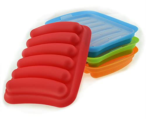 YYYFEI Hot Dog Silicone Mold,6 Cavity Hot Dog Silicone Mold,Sausage Mold for DIY Homemade Hot Dogs,Bread, Candy, Chocolate and Cake，4pcs