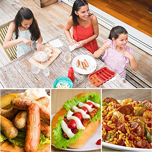 YYYFEI Hot Dog Silicone Mold,6 Cavity Hot Dog Silicone Mold,Sausage Mold for DIY Homemade Hot Dogs,Bread, Candy, Chocolate and Cake，4pcs