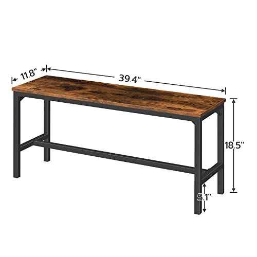HOOBRO Dining Benches, Pair of 2 Kitchen Benches, Industrial Table Benches, Wooden Indoor Benches, Durable and Stable, for Dining Room, Kitchen, Living Room, Bedroom, Rustic Brown BF02CD01