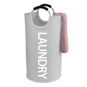 wooha 90l large laundry basket,collapsible laundry hamper, tall clothes baskets folding washing bin foldable fabric hamper bags for bedroom, closet,bathroom,college,laundry bag, lightgrey