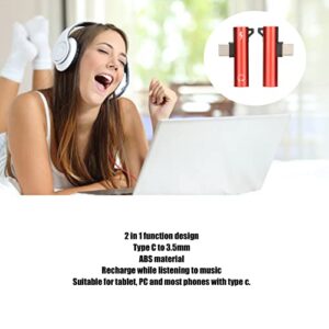 2PCS USB C to 3.5mm Audio Adapter 2 in 1 Audio Charging USB C to Audio Jack ABS USB C to AudioJack for Phone Table(Red)