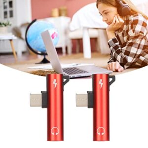 2PCS USB C to 3.5mm Audio Adapter 2 in 1 Audio Charging USB C to Audio Jack ABS USB C to AudioJack for Phone Table(Red)