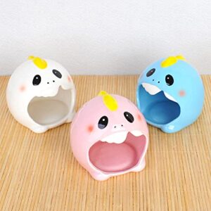 Gigicloud Hamster Ceramic Nest Cooling House Cartoon Monster-Shaped Ceramic Nest Summer Cooling House Adorable Hideout Critter Bath House for Hamster Hedgehog Chinchilla