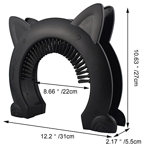 IKUSO Cat Door for Interior Doors,Kitty Door with Grooming Brush -Removable Beauty Brush,Fit 15kg or Less Cat Pass(XL)