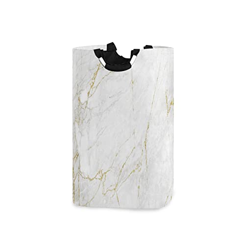 xigua Laundry Basket White Gold Marble Pattern Laundrybag with Handle Collapsible Fabric Laundry Hamper Dirty Clothes Basket Clothes Toy Gift Organizer