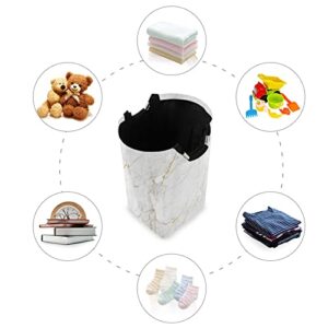 xigua Laundry Basket White Gold Marble Pattern Laundrybag with Handle Collapsible Fabric Laundry Hamper Dirty Clothes Basket Clothes Toy Gift Organizer