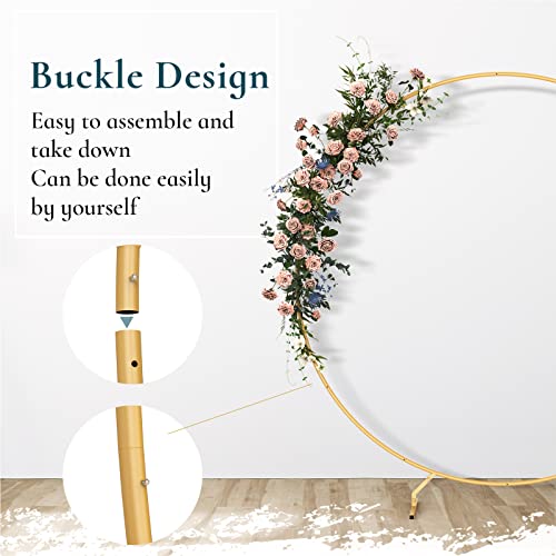 Sunnacate Balloon Arch Stand, 6.56 Ft Stable Golden Circle Balloon Arch Frame Round Backdrop Stand for Wedding Birthday Party Baby Shower Decoration
