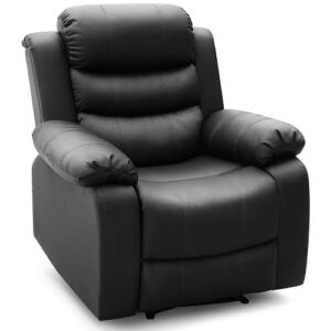 kvk pu leather recliner, upholstered sofa recliner chair, manual reclining home theater seating, arm chair for living room reading room bedroom, black (ggin0086bk)
