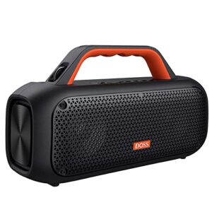 bluetooth speaker, doss extreme boom outdoor speaker with ipx6 waterproof, 60w mighty sound, deep bass, 30h playtime,10400mah power bank,portable speaker with detachable strap for outdoor, pool-orange