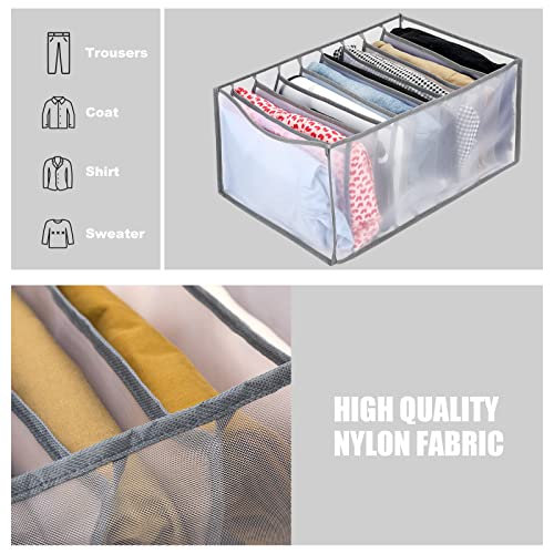 2 Pcs Jeans Storage Box Wardrobe Clothes Organizer 9 Grids Divider Closet Drawer Organizer Washable Foldable Storage Basket T-shirt,Legging,Skirts,Jeans Clothes Organizer