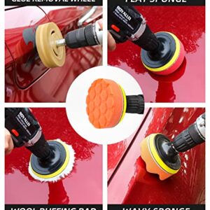 LUCKUT Decal Remover, Adhesive Remover, 13PC Rubber Pin Stripe Removal Tool Kit for Drill for Automotive Car Sticker, Vinyl, Rv, with Polishing Pads, Wool Buffing Pad and Razor Blades