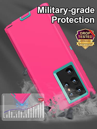 Danhon Samsung Galaxy S22 Ultra Case 6.8" - Heavy Duty Military Grade Protection, Shockproof, Camera Lens Protectors (Pink/Blue)