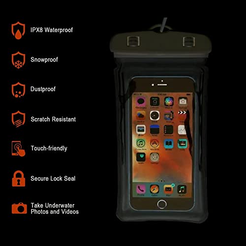 Universal Waterproof Phone Pouch Waterproof Phone Case Dry Bag with Lanyard for Swimming Fishing Rafting Compatible with iPhone 13 12 11 Pro Max Mini, XR XS X 8 7 6s Plus Se Up to 7"