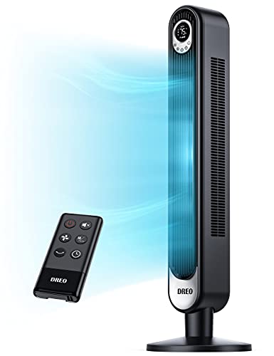 Dreo Cruiser Pro Tower Fan 90° Oscillating Fans & Tower Fan with Remote, 42 Inch Oscillating Bladeless Fan with 6 Speeds, 3 Modes, LED Display, Quiet Indoor Standing Fans