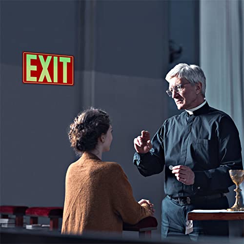 Glow In The Dark Photoluminescent Exit Sign Red - Adhesive Backing – UV Inks On Tear-resistant PVC - Non Electrical - Scratch Resistant -12 x 7 Inches For 50 Feet Visibility (2 Pack)