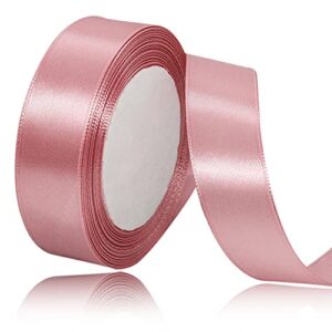 xmasold rose gold satin ribbon 1 inch x 25 yards, fabric ribbons for gift wrapping, crafts, hair bows, balloon, baby shower, birthday wedding party, christmas decorations