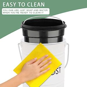 Vipush Compost Bin Kitchen Countertop Compost Bin with lid – Small Compost Bin Includes Inner Compost Bucket Liner & 3 Charcoal Filters, White