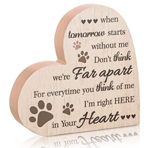 maitys pet memorial gifts bereavement remembrance gifts for loss of dog cat sympathy condolence gifts heart shaped wood sign when tomorrow starts without me wooden plague for table desk decor
