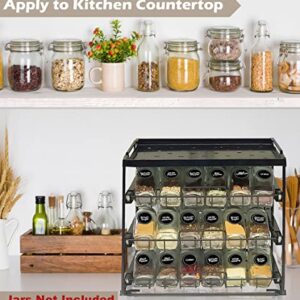 Artibear Upgraded Pull Out Spice Rack Organizer for Cabinet Storage Upto 54 Jars, 3-Tier Seasoning Shelf Holder for Kitchen Pantry Countertop, Matte Black (Bottles Not Included)