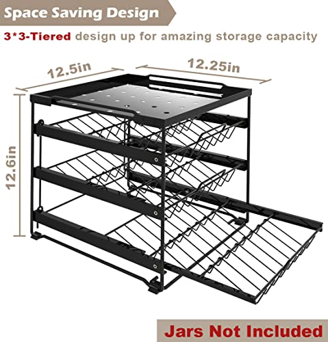 Artibear Upgraded Pull Out Spice Rack Organizer for Cabinet Storage Upto 54 Jars, 3-Tier Seasoning Shelf Holder for Kitchen Pantry Countertop, Matte Black (Bottles Not Included)