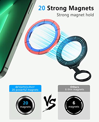 enGMOLPHY Phone Ring Holder with MagSafe, 360° Rotation Grip Finger Kickstand【Remove It to Wireless Charge】 Compatible with iPhone 14 Pro/Max/Plus, 13 12Pro/Max/Mini