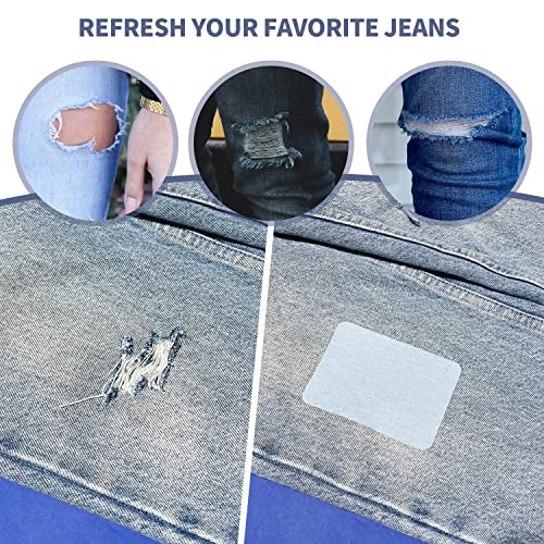 KING MOUNTAIN Iron-on Repair Patch 20 Pcs Pack,Denim Patches for Jeans Kit 3" by 4-1/4", 100% Cotton Denim Iron-on Repair Patch,Jeans and Clothing Repair and Decoration Kit (Five Color)