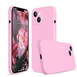 andate pink iphone 13 liquid silicone case, compatible with iphone 13 full body protective phone cover case with microfiber lining, 6.1 inch (pink)
