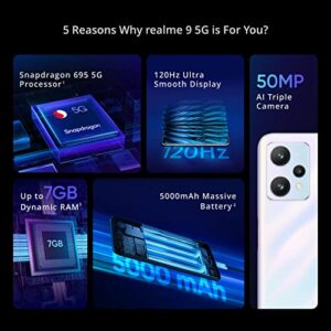 realme 9 Dual SIM 128GB ROM + 4GB RAM (GSM only | No CDMA) Factory Unlocked 5G Smartphone (Stargaze White) - International Version