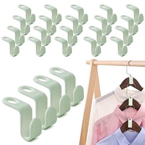 clothes hanger connector hooks, cascading hanger hooks for heavy duty space saving, durable plastic outfit hanger load 20 pounds(30pcs green)