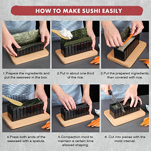 MLRYH Sushi Making Kit Sushi Maker Set for Beginners 21 Pcs Plastic Premium Set Sushi Tool Set Sushi Rice Roll Mold Shapes, DIY Sushi Prefect Home Sushi Tool.