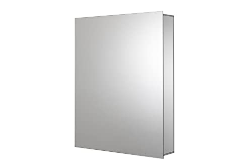 Croydex Mansfield Single Door, Recessed or Surface Mount, Hang 'n' Lock Easy Installation Medicine Cabinet, 24" W x 30" H, Aluminium