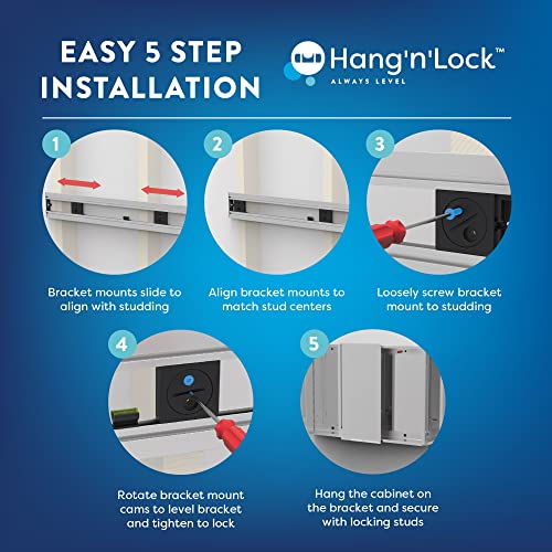 Croydex Mansfield Single Door, Recessed or Surface Mount, Hang 'n' Lock Easy Installation Medicine Cabinet, 24" W x 30" H, Aluminium