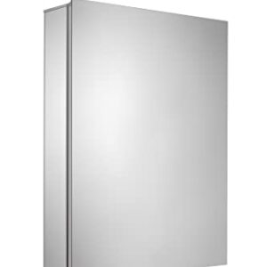 Croydex Mansfield Single Door, Recessed or Surface Mount, Hang 'n' Lock Easy Installation Medicine Cabinet, 24" W x 30" H, Aluminium