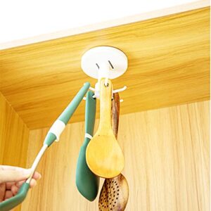 Superlike Kitchen Hooks Under Cabinet Utensil Hanger Holder Sticky Hooks for Kitchen Bathroom 2Pcs White with 4pcs Small Item Hooks